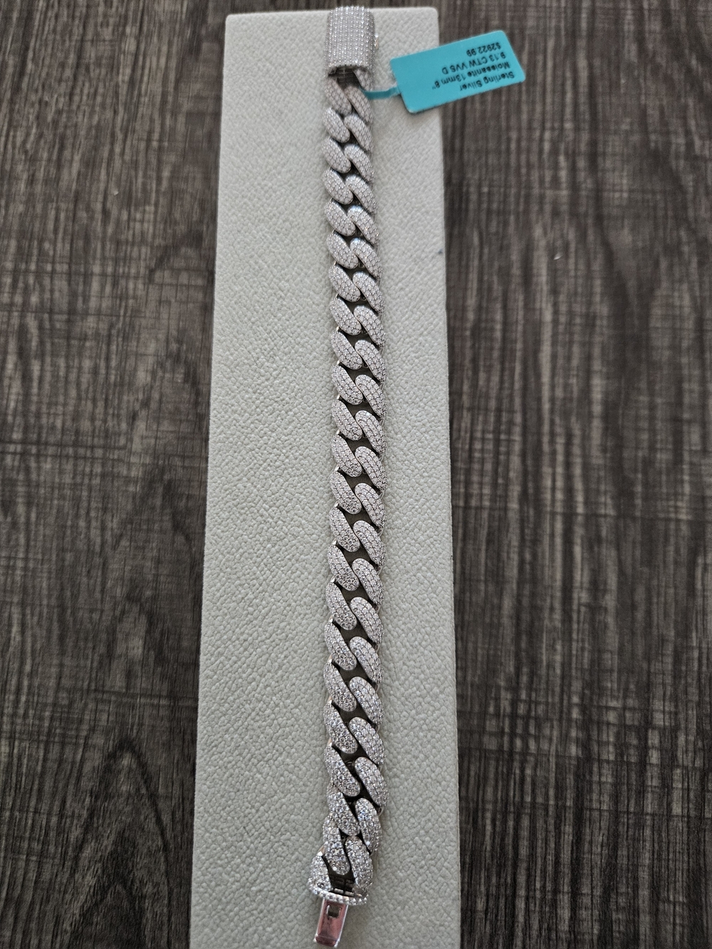 925 Silver 13mm Moissanite Cuban Link Bracelet 8" 9.13CTW VVS D PASSES TESTER